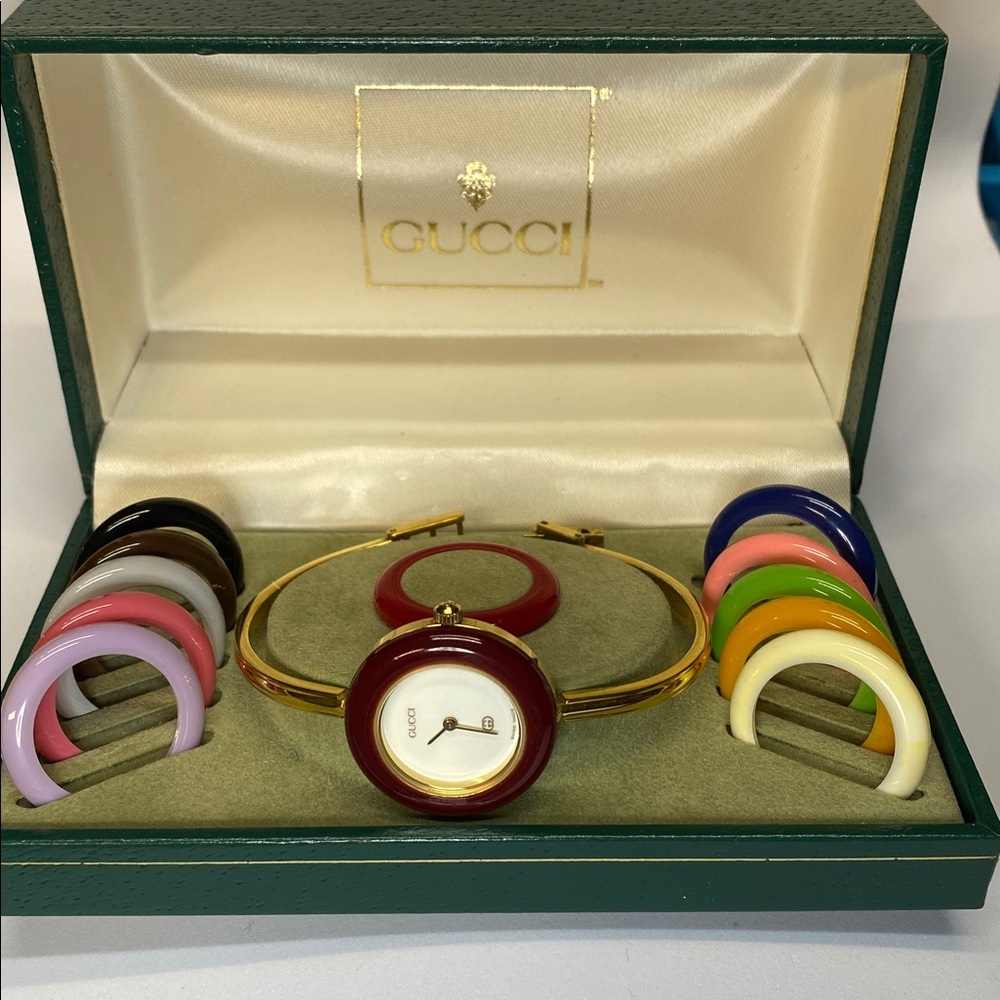 Gucci Women's Gold Watch with Colorful Bezels